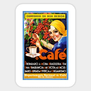 Vintage Travel Poster Brazil Cafe Sticker